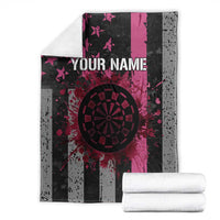 Personalized Pink Ribbon and American Flag Darts Blanket - Wonder Print Shop