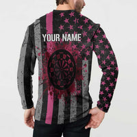 Personalized Pink Ribbon and American Flag Darts Button Sweatshirt - Wonder Print Shop
