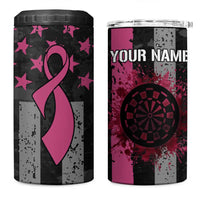 Personalized Pink Ribbon and American Flag Darts 4 in 1 Can Cooler Tumbler - Wonder Print Shop