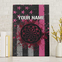 Personalized Pink Ribbon and American Flag Darts Canvas Wall Art - Wonder Print Shop