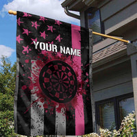 Personalized Pink Ribbon and American Flag Darts Garden Flag - Wonder Print Shop