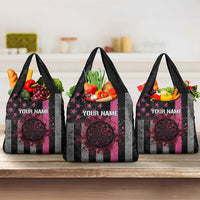 Personalized Pink Ribbon and American Flag Darts Grocery Bag - Wonder Print Shop