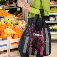 Personalized Pink Ribbon and American Flag Darts Grocery Bag - Wonder Print Shop
