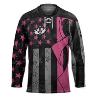Personalized Pink Ribbon and American Flag Darts Hockey Jersey - Wonder Print Shop