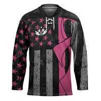 Personalized Pink Ribbon and American Flag Darts Hockey Jersey - Wonder Print Shop