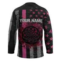 Personalized Pink Ribbon and American Flag Darts Hockey Jersey - Wonder Print Shop