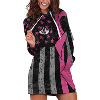 Personalized Pink Ribbon and American Flag Darts Hoodie Dress - Wonder Print Shop