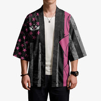 Personalized Pink Ribbon and American Flag Darts Kimono - Wonder Print Shop