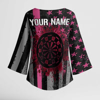 Personalized Pink Ribbon and American Flag Darts Kimono Sleeve Blouse - Wonder Print Shop