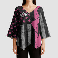 Personalized Pink Ribbon and American Flag Darts Kimono Sleeve Blouse - Wonder Print Shop