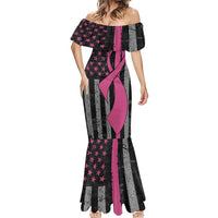 Personalized Pink Ribbon and American Flag Darts Mermaid Dress - Wonder Print Shop