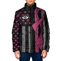 Personalized Pink Ribbon and American Flag Darts Padded Jacket - Wonder Print Shop