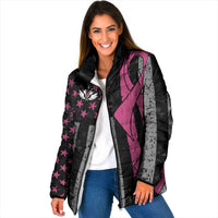 Personalized Pink Ribbon and American Flag Darts Padded Jacket - Wonder Print Shop