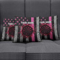 Personalized Pink Ribbon and American Flag Darts Pillow Cover - Wonder Print Shop