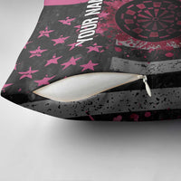 Personalized Pink Ribbon and American Flag Darts Pillow Cover - Wonder Print Shop