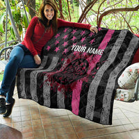 Personalized Pink Ribbon and American Flag Darts Quilt - Wonder Print Shop