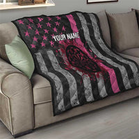 Personalized Pink Ribbon and American Flag Darts Quilt - Wonder Print Shop