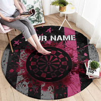 Personalized Pink Ribbon and American Flag Darts Round Carpet - Wonder Print Shop