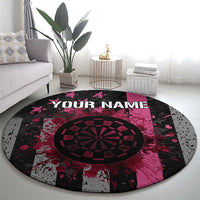 Personalized Pink Ribbon and American Flag Darts Round Carpet - Wonder Print Shop