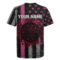 Personalized Pink Ribbon and American Flag Darts Rugby Jersey - Wonder Print Shop