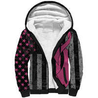 Personalized Pink Ribbon and American Flag Darts Sherpa Hoodie - Wonder Print Shop