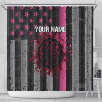 Personalized Pink Ribbon and American Flag Darts Shower Curtain - Wonder Print Shop