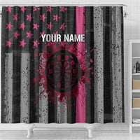 Personalized Pink Ribbon and American Flag Darts Shower Curtain - Wonder Print Shop