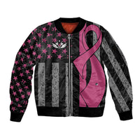 Personalized Pink Ribbon and American Flag Darts Sleeve Zip Bomber Jacket - Wonder Print Shop