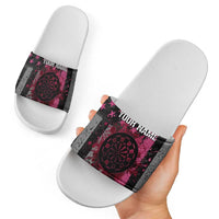 Personalized Pink Ribbon and American Flag Darts Slide Sandals - Wonder Print Shop