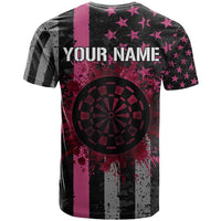 Personalized Pink Ribbon and American Flag Darts T Shirt - Wonder Print Shop