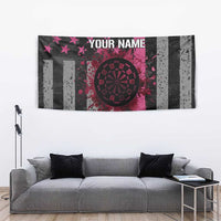 Personalized Pink Ribbon and American Flag Darts Tapestry - Wonder Print Shop