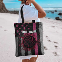 Personalized Pink Ribbon and American Flag Darts Tote Bag - Wonder Print Shop