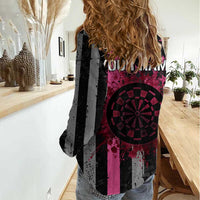 Personalized Pink Ribbon and American Flag Darts Women Casual Shirt - Wonder Print Shop