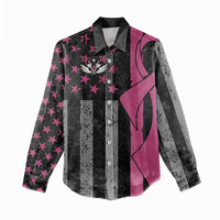 Personalized Pink Ribbon and American Flag Darts Women Casual Shirt - Wonder Print Shop