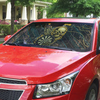 Personalized Skull and Darts Graphic Auto Sun Shade with Neon Design - Wonder Print Shop