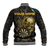 Personalized Skull and Darts Graphic Baseball Jacket with Neon Design - Wonder Print Shop