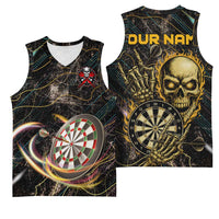 Personalized Skull and Darts Graphic Basketball Jersey with Neon Design - Wonder Print Shop