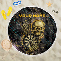Personalized Skull and Darts Graphic Beach Blanket with Neon Design - Wonder Print Shop