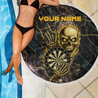 Personalized Skull and Darts Graphic Beach Blanket with Neon Design - Wonder Print Shop