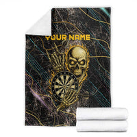 Personalized Skull and Darts Graphic Blanket with Neon Design - Wonder Print Shop