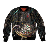 Personalized Skull and Darts Graphic Bomber Jacket with Neon Design - Wonder Print Shop