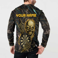 Personalized Skull and Darts Graphic Button Sweatshirt with Neon Design - Wonder Print Shop