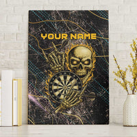 Personalized Skull and Darts Graphic Canvas Wall Art with Neon Design - Wonder Print Shop