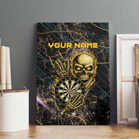 Personalized Skull and Darts Graphic Canvas Wall Art with Neon Design - Wonder Print Shop