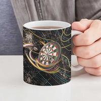 Personalized Skull and Darts Graphic Ceramic Mug with Neon Design - Wonder Print Shop