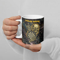 Personalized Skull and Darts Graphic Ceramic Mug with Neon Design - Wonder Print Shop