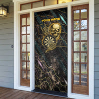 Personalized Skull and Darts Graphic Door Cover with Neon Design - Wonder Print Shop