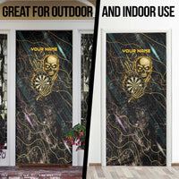 Personalized Skull and Darts Graphic Door Cover with Neon Design - Wonder Print Shop