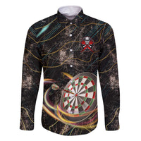 Personalized Skull and Darts Graphic Family Matching Off The Shoulder Long Sleeve Dress and Hawaiian Shirt with Neon Design - Wonder Print Shop