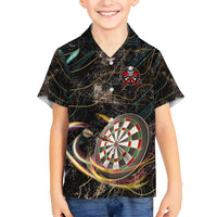 Personalized Skull and Darts Graphic Family Matching Summer Maxi Dress and Hawaiian Shirt with Neon Design - Wonder Print Shop